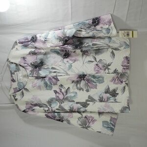 Alfred Dunner ,  Pastel Floral Blazer - White, Lavender, Charcoal